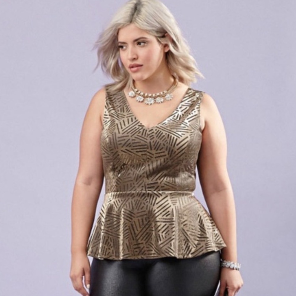 Forever 21 Gold Peplum Top